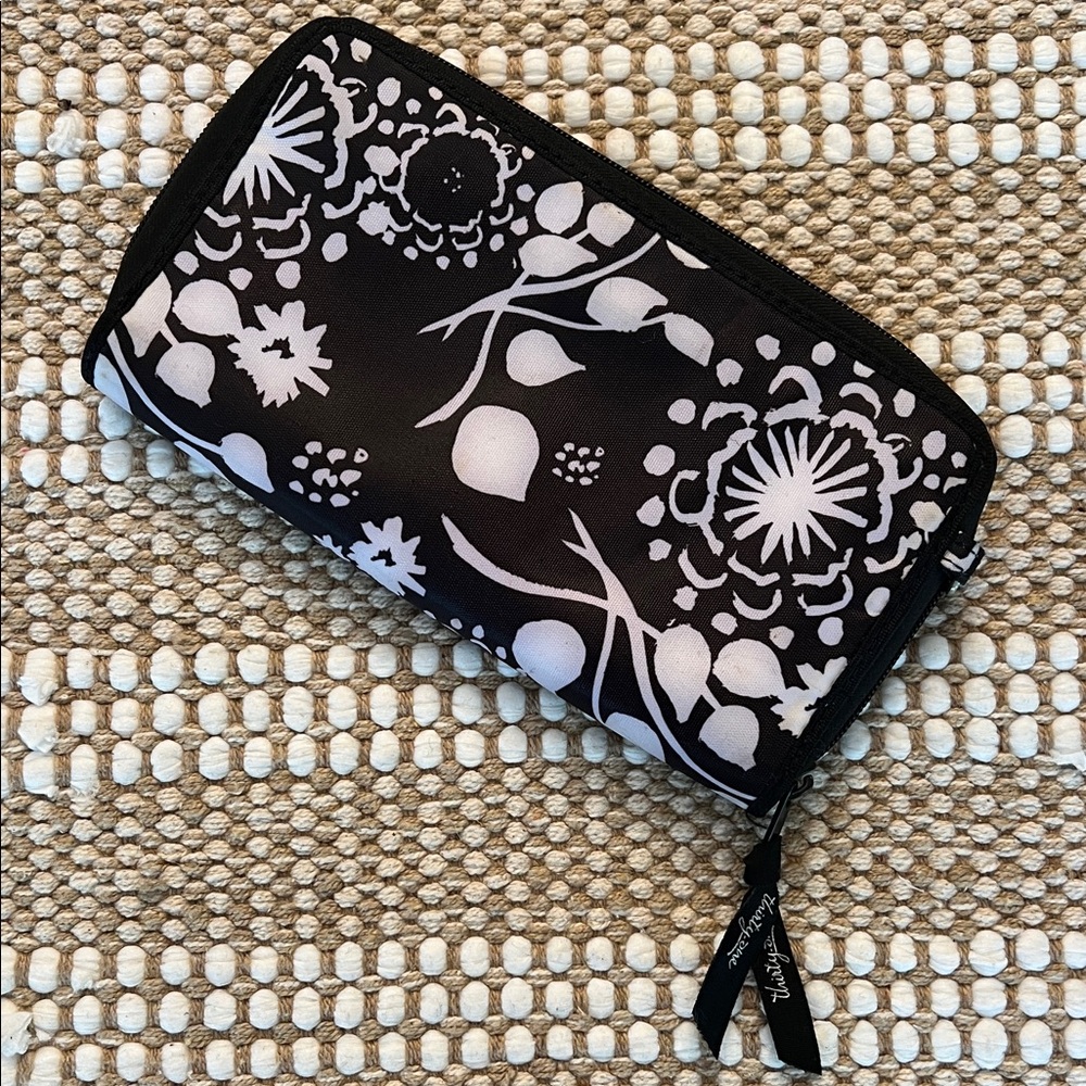 thirty-one Black and White Floral Zip Pouch